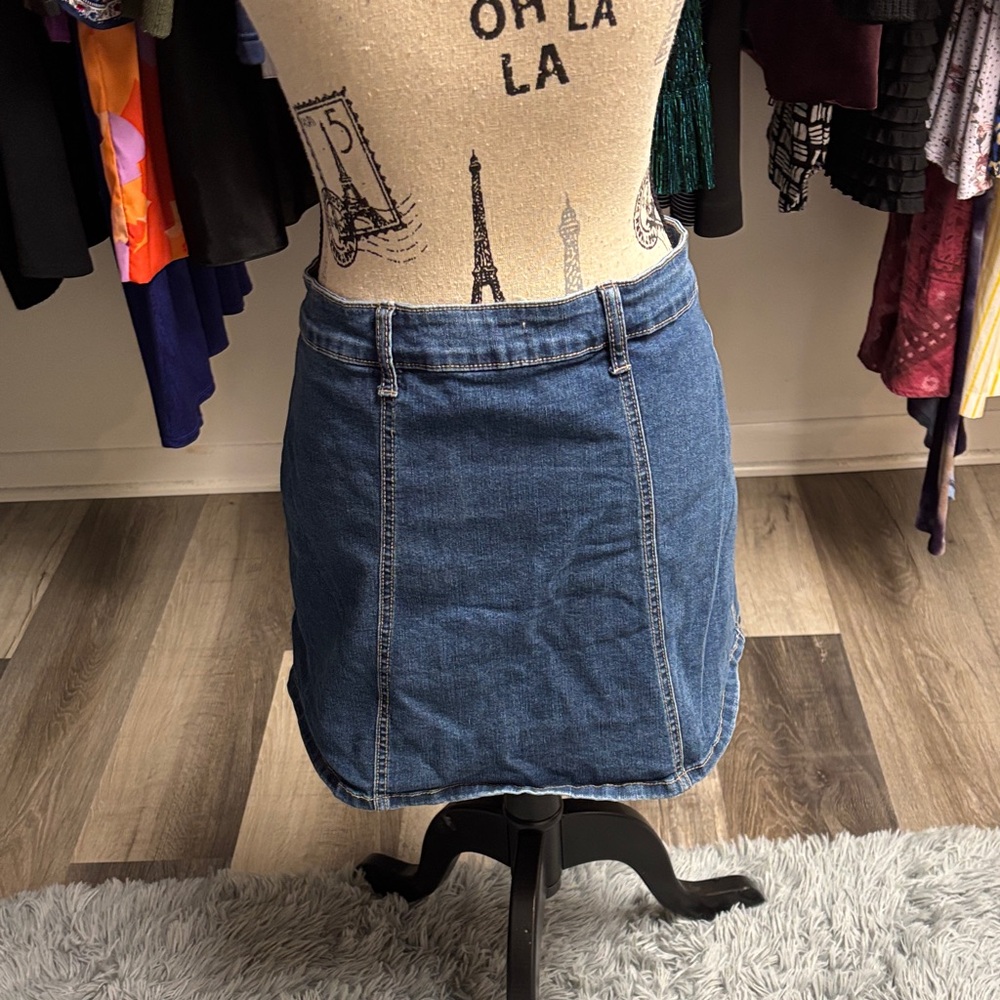 Altar'd State Denim Button-Front Mini Skirt - Picture 2 of 15